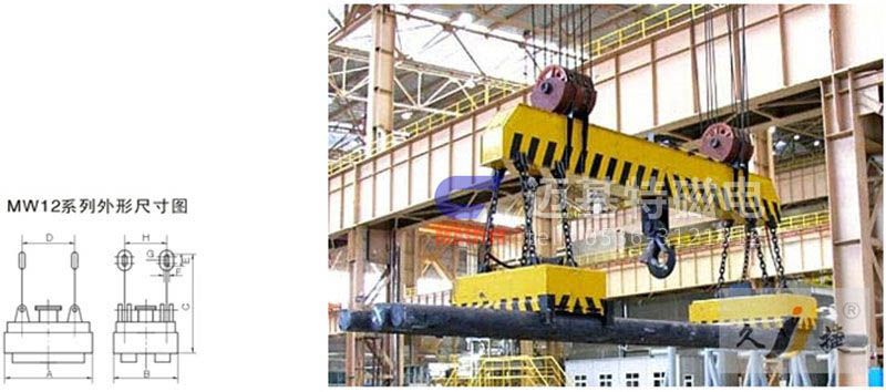 MW12系列、MW15系列吊運(yùn)捆扎螺紋鋼、圓鋼用起重電磁鐵